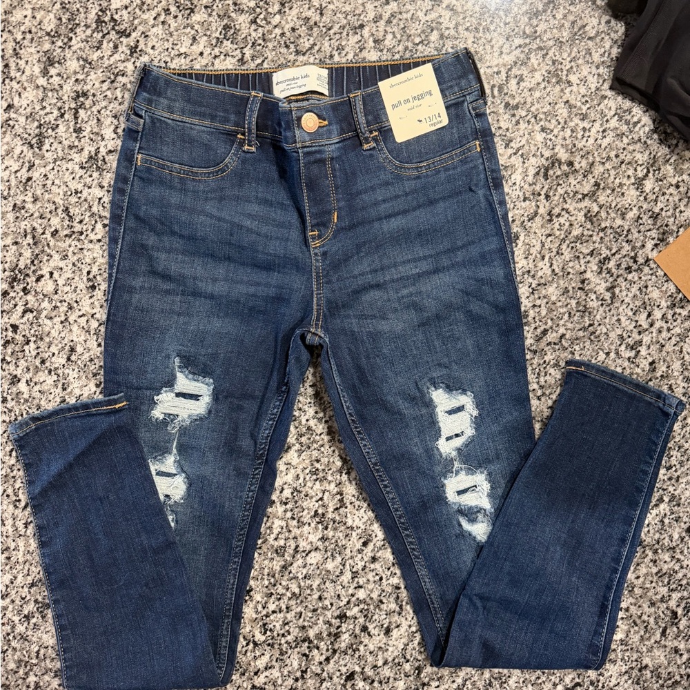 Abercrombie Kids Blue Distressed Skinny Pull On Jegging